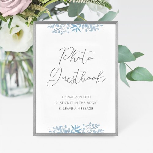 Blue Eucalyptus Wedding Photo Guestbook Sign