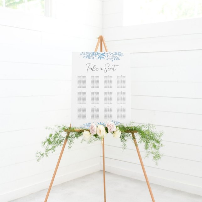 Blue Eucalyptus Wedding Seating Chart 12 Tables Foam Board (Creator Uploaded)