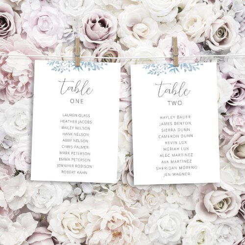 Blue Eucalyptus Wedding Table Seating Chart Cards