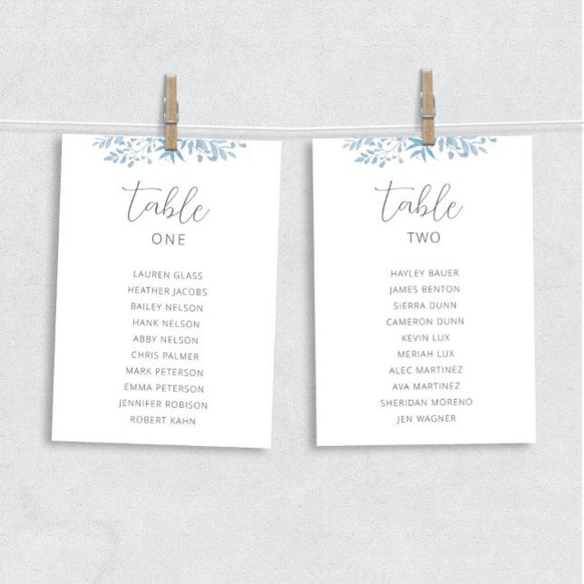 Blue Eucalyptus Wedding Table Seating Chart Cards (Creator Uploaded)