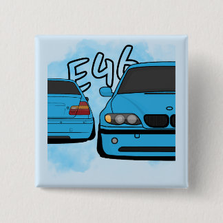 Blue European Sports Sedan Cartoon Car Enthusiast Button