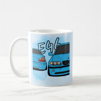 Blue European Sports Sedan Cartoon Car Enthusiast Coffee Mug