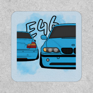 Blue European Sports Sedan Cartoon Car Enthusiast Patch