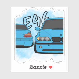Blue European Sports Sedan Cartoon Car Enthusiast Sticker