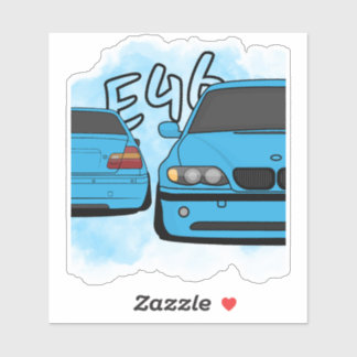 Blue European Sports Sedan Cartoon Car Enthusiast Sticker