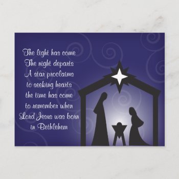Blue Evening Christmas Nativity Postcard by OnceForAll at Zazzle