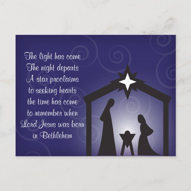 Blue Evening Christmas Nativity Postcard (Front)