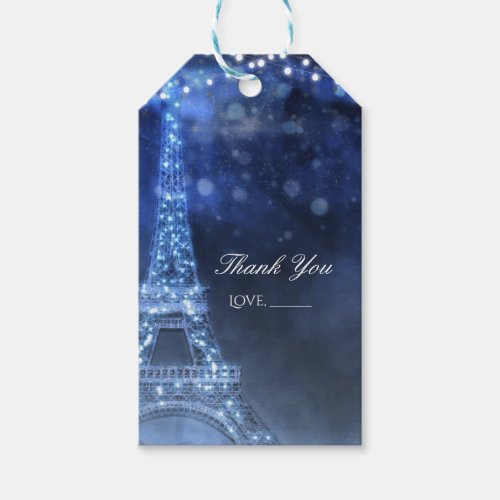 Blue Evening Enchanted Night in Paris Eiffel Tower Gift Tags