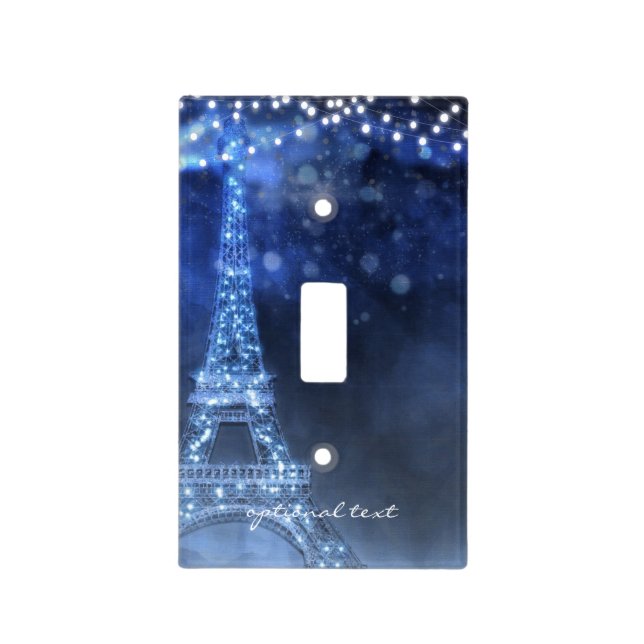 Blue Evening Enchanted Night in Paris Eiffel Tower Light Switch Cover (Front)