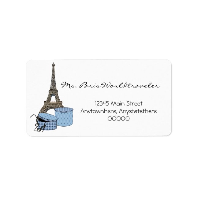 Blue Evening in Paris Eiffel Tower Address Labels (Front)