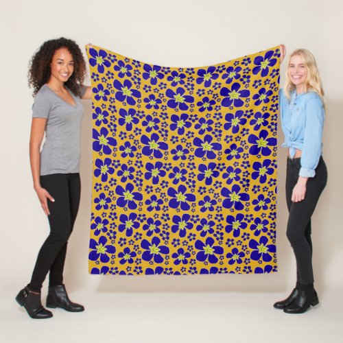 Blue Evening Primrose  Design on Fleece Blanket