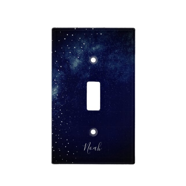 Blue Evening Sky Space Astral Silver Stars Light Switch Cover (Front)
