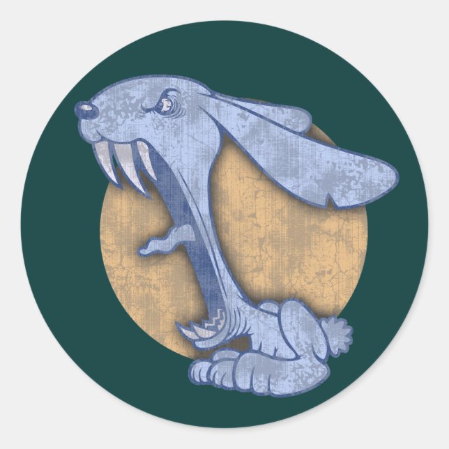Blue Evil Bunny Classic Round Sticker (Front)