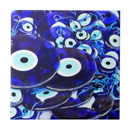 Blue Evil Eye amulets Ceramic Tile
