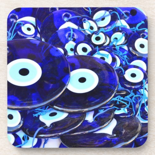 Blue Evil Eye amulets Coaster