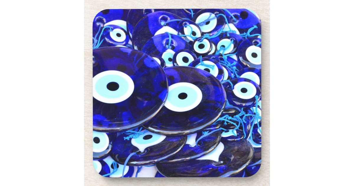 Blue Evil Eye amulets Coaster | Zazzle