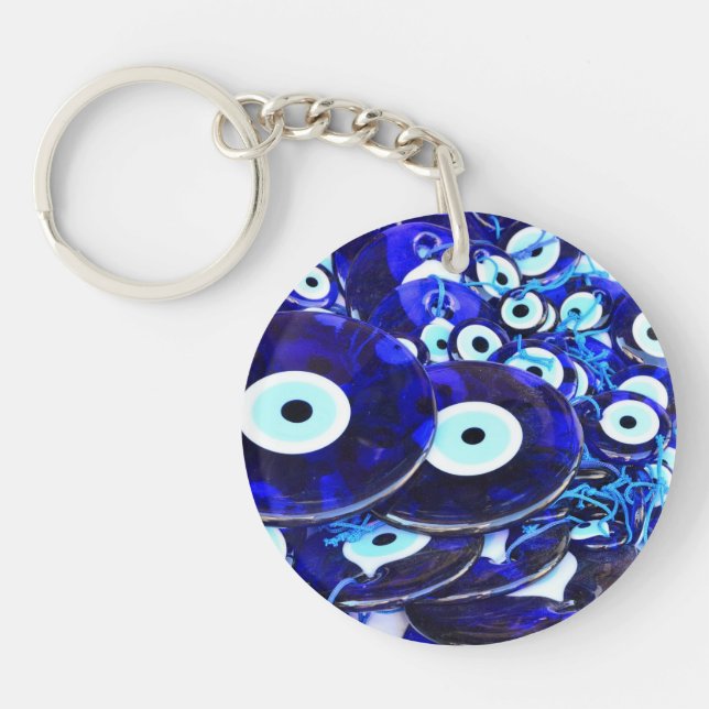 Blue Evil Eye amulets Keychain (Front)