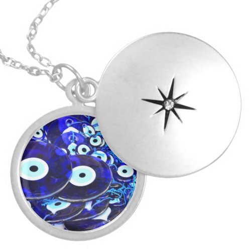Blue Evil Eye amulets Locket Necklace