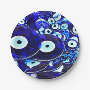 Blue Evil Eye amulets Paper Plates