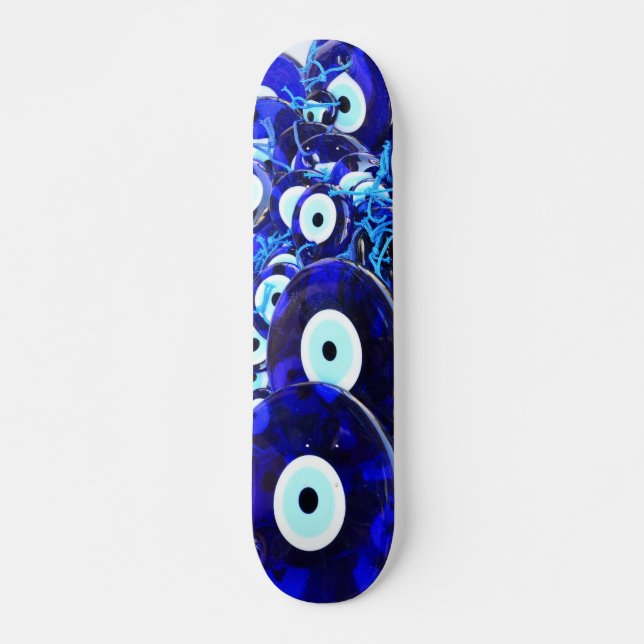 Blue Evil Eye amulets Skateboard Deck (Front)
