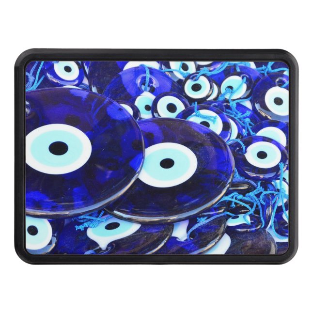 Blue Evil Eye amulets Tow Hitch Cover (Front)