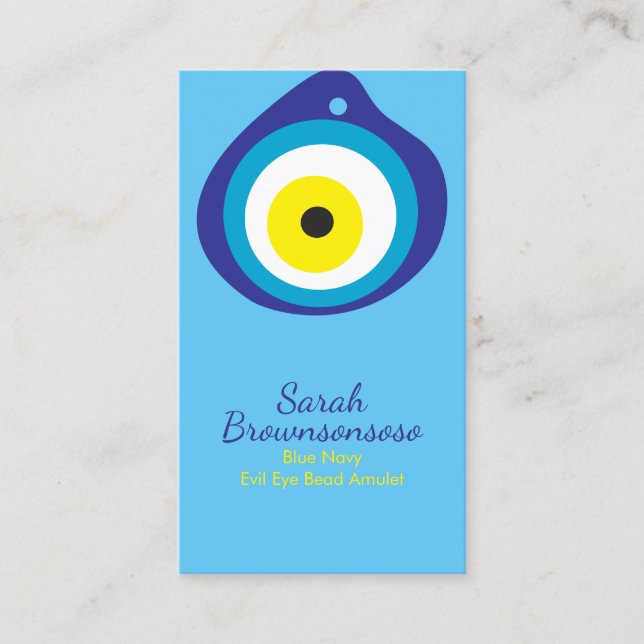 Blue Evil Eye Bead Amulet Business Card (Front)