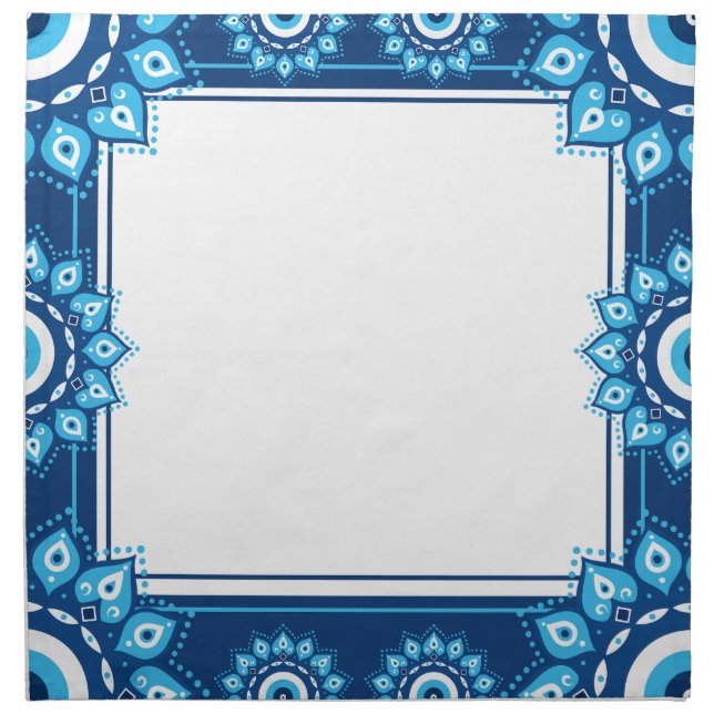 Blue Evil Eye Dinner Set of 4 Cloth Napkin (Front)