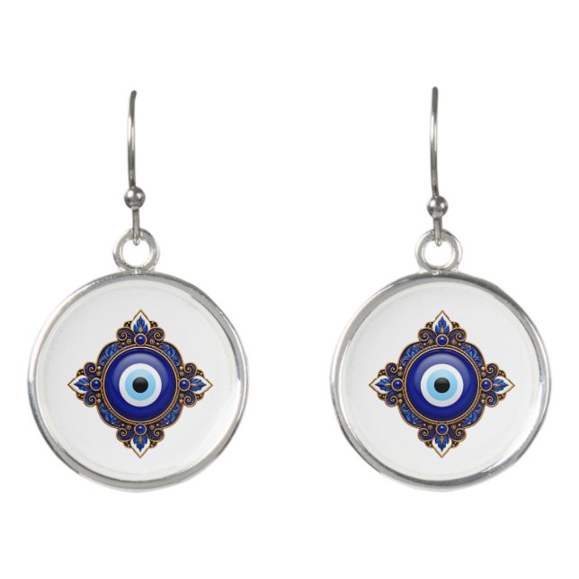 Blue Evil Eye Earrings (Front)