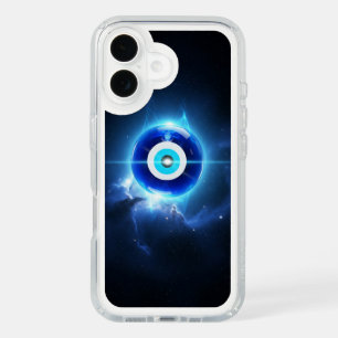 Blue Evil Eye Floating in Cosmic Space iPhone 16 Case