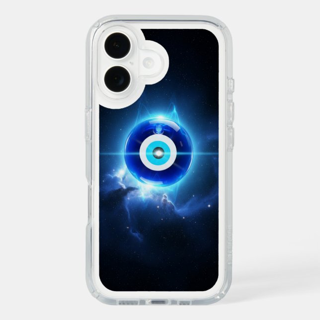 Blue Evil Eye Floating in Cosmic Space Speck iPhone Case (Front)