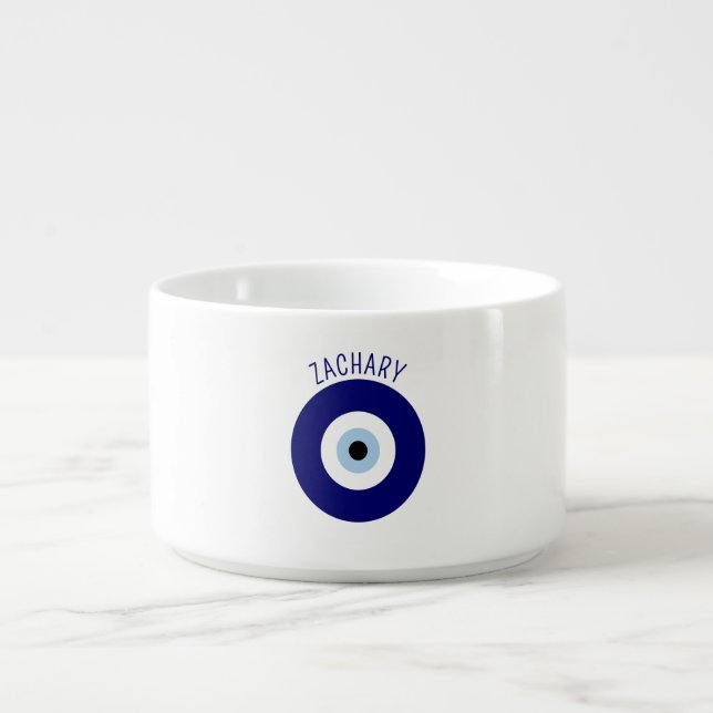 Blue Evil Eye Good luck & Protection Symbol Bowl (Center)