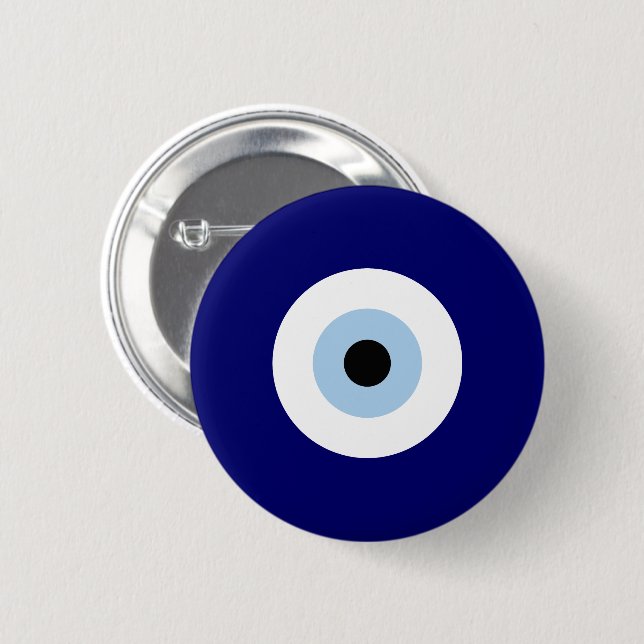 Blue Evil Eye Good luck & Protection Symbol Button (Front & Back)