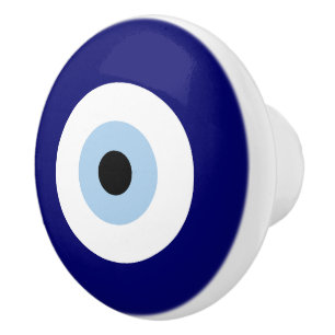 Blue Evil Eye Good luck & Protection Symbol Ceramic Knob
