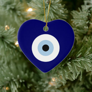 Blue Evil Eye Good luck & Protection Symbol Ceramic Ornament