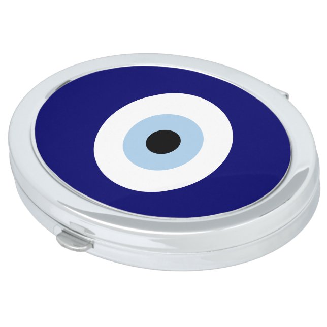 Blue Evil Eye Good luck & Protection Symbol Compact Mirror (Turned)