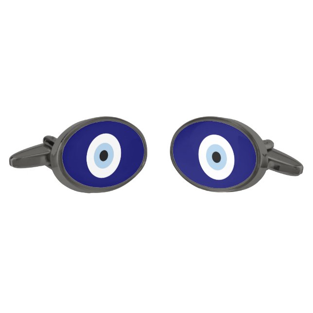 Blue Evil Eye Good luck & Protection Symbol Cufflinks (Angled)