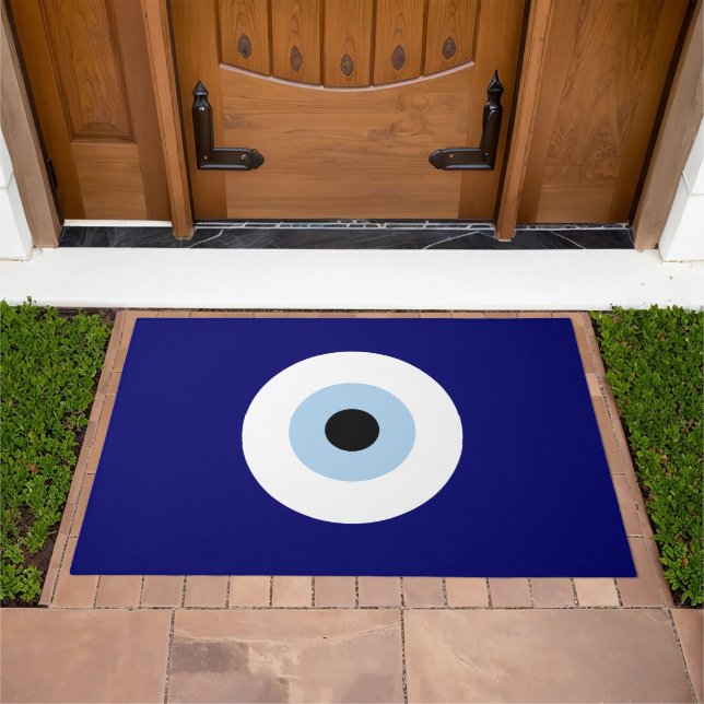 Blue Evil Eye Good luck & Protection Symbol Doormat (Outdoor)