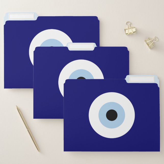 Blue Evil Eye Good luck & Protection Symbol File Folder (Set)