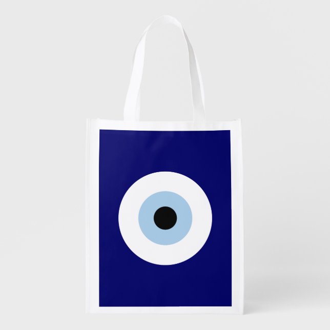 Blue Evil Eye Good luck & Protection Symbol Grocery Bag (Front)