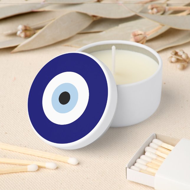 Blue Evil Eye Good luck & Protection Symbol Mini Candle Favors (Insitu)