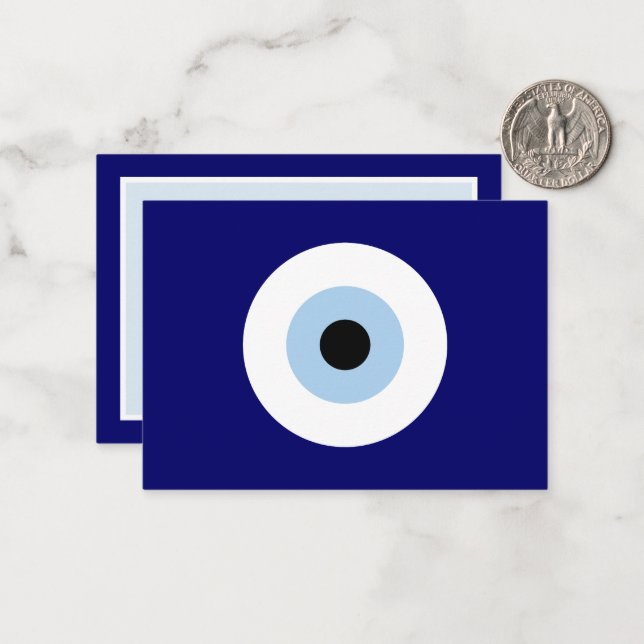 Blue Evil Eye Good luck & Protection Symbol Note Card (Front/Back In Situ)