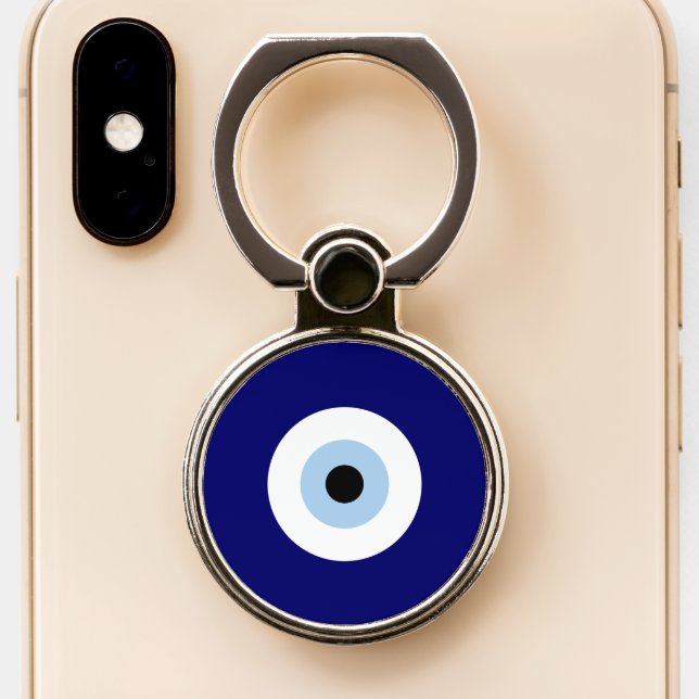 Blue Evil Eye Good luck & Protection Symbol Phone Ring Stand (Close Up)