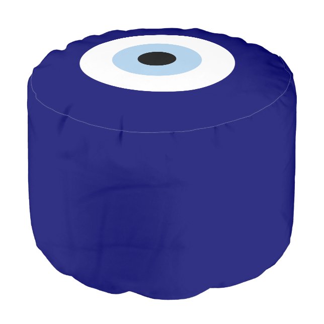 Blue Evil Eye Good luck & Protection Symbol Pouf (Angled Front)