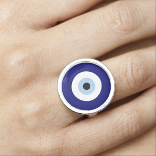 Blue Evil Eye Good luck & Protection Symbol Ring