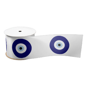 Blue Evil Eye Good luck & Protection Symbol Satin Ribbon