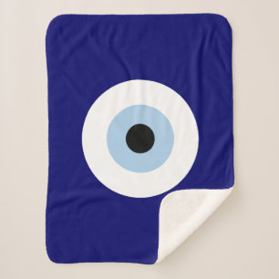 Blue Evil Eye Good luck & Protection Symbol Sherpa Blanket