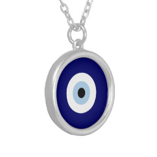Blue Evil Eye Good luck & Protection Symbol Silver Plated Necklace