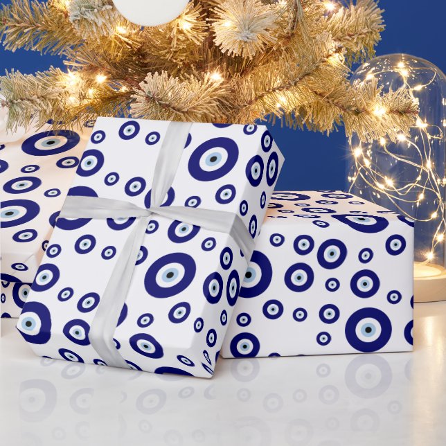 Blue Evil Eye Good luck & Protection Symbol Wrapping Paper (Holidays)