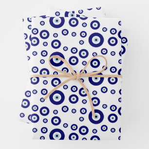 Blue Evil Eye Good luck & Protection Symbol Wrapping Paper Sheets