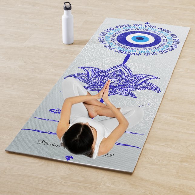 Blue Evil Eye No Bad Vibes Mandala Patterns  Yoga Mat (Creator Uploaded)